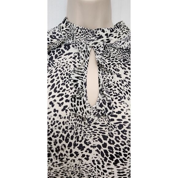 Glamorous Curve Leopard Print Frill Accents High Neck Mini Dress Size XSmall - Picture 11 of 12